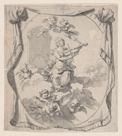 Szent Cecília a felhőkön Angyalok által fenntartva, 1696., 1696. alkotó: Pierre Berchet