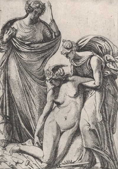 A Szobrászat ájuló megszemélyesítőjét alátámasztó tanulmány, mellettük állva, Fran..., 1607-61. alkotó: Pierre Biard