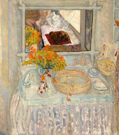 Fenntartó asztal tükörrel, 1913 körül (olaj, vászon) alkotó: Pierre Bonnard
