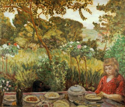 Étkezés vége a kertben alkotó: Pierre Bonnard