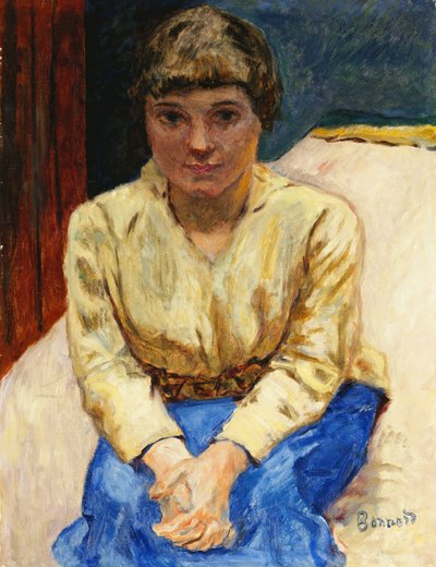Lány ül, keresztbe tett kézzel; Fiatal lány ülő, Les Mans Croisees, 1916 körül (olaj, vászon) alkotó: Pierre Bonnard