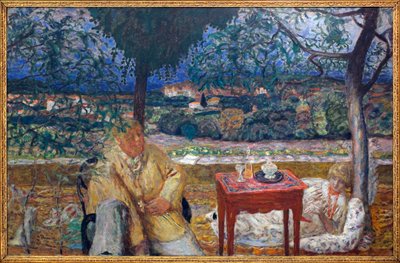 A kertben (beszélgetés Provence-ban). Jozef Pankiewicz (1866-1940, lengyel festő) és Marthe de Meligny (szül. Maria Boursin) portréival alkotó: Pierre Bonnard