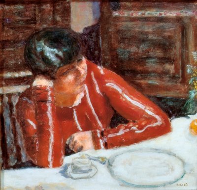 A piros míder - Marthe Bonnard alkotó: Pierre Bonnard