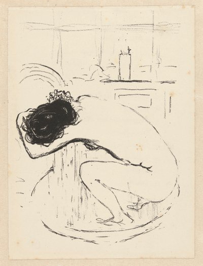 Meztelen nő a kádban guggol és megmosakodik Le Tubo alkotó: Pierre Bonnard