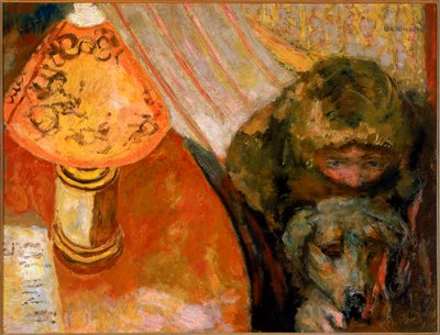 Lámpafénnyel megvilágított belső tér festése alkotó: Pierre Bonnard