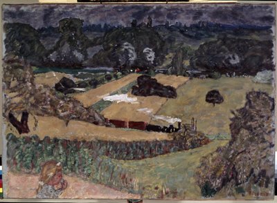 Táj tehervonattal. Pierre Bonnard festménye (1867-1947) alkotó: Pierre Bonnard