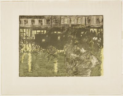Street at Night in the Rain c. 1896-1897 (1899-ben jelent meg) alkotó: Pierre Bonnard