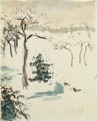 Téli táj, 1910 (wc és ceruza papíron) alkotó: Pierre Bonnard