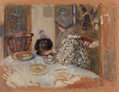 Nő kutyával, vagy Nő és kutya az asztalnál alkotó: Pierre Bonnard