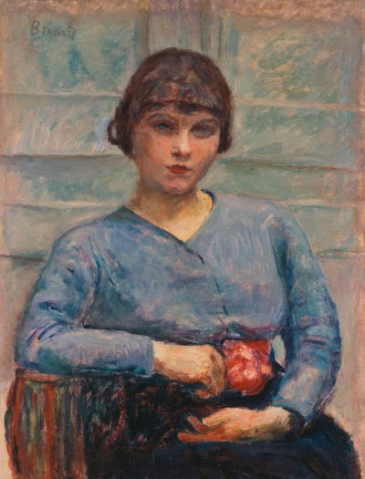 Fiatal lány kékben, rózsával, 1916 körül (olaj, vászon) alkotó: Pierre Bonnard