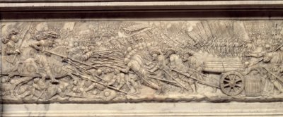 Az 1515-ös marignani csata. I. Francois francia király szívének sírja (1494-1547): Pierre Bontemps (1507-1568 körül) alacsony dombormű alkotó: Pierre Bontemps