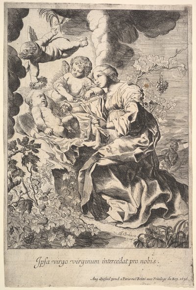 Szűz és gyermek angyalokkal, 1636. alkotó: Pierre Brebiette