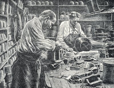 Selyem cilindergyártó Gravírozás a Pierre Calmette Magángyűjteményből alkotó: Pierre Calmettes