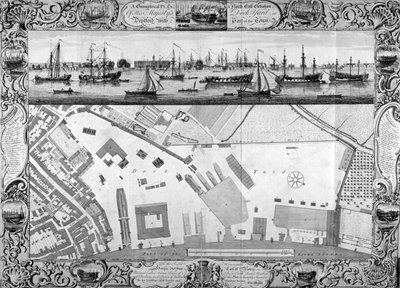 Deptford Docks, London, 1753. alkotó: Pierre Charles Canot