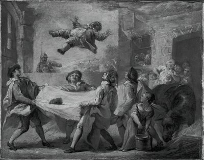 Sancho Panzát takaróval dobálják, 172324. alkotó: Pierre Charles Tremolieres