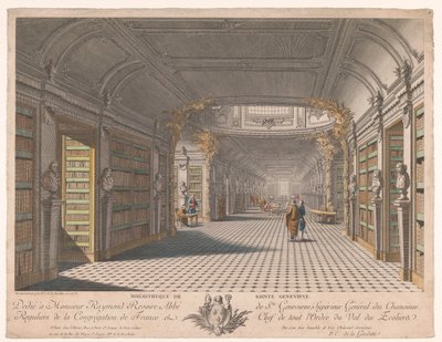 A párizsi Sainte-Geneviève apátság könyvtára Bibliotheque de Sainte Genevieve (cím a tárgyon) alkotó: Pierre Claude Delagardette