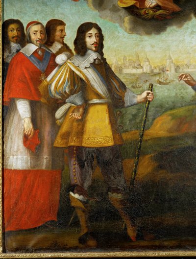 XIII. Lajos bevonulása a La Rochelle-i erődbe ... (olaj, fa) alkotó: Pierre Courtillaud
