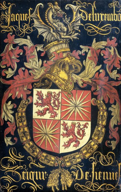Luxemburgi Jákob (1441-88 után), Fiennes lordjának pajzsa az Aranygyapjú Rend lovagjaként alkotó: Pierre Coustain (attributed to)