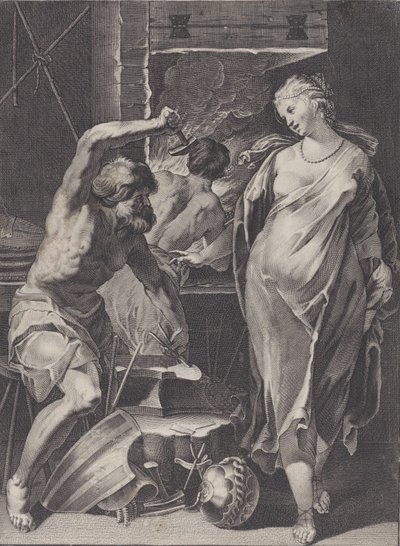 Achilles páncélját kovácsoló vulkán, 1624-75. alkotó: Pierre Daret