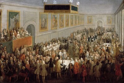 XV. Lajos koronázása utáni ünnep a rheimsi érseki palotában, október 25., 17. alkotó: Pierre Denis II Martin