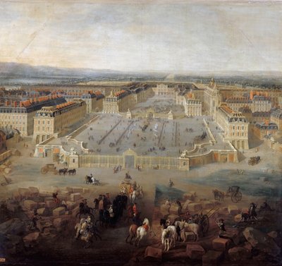 Kilátás a versailles-i palotára a Place d