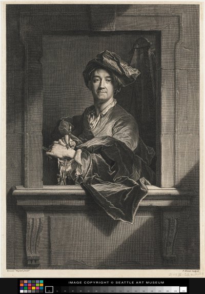Hyacinthe Rigaud önarcképének metszete, 17. század vége – 18. század alkotó: Pierre Imbert Drevet