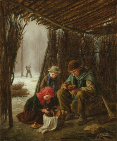 A favágó étkezése alkotó: Pierre Edouard Frere