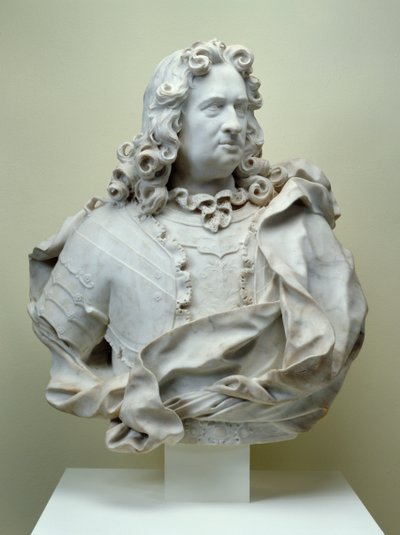 Hessen-Kasseli Károly gróf mellszobra, 1714 carrara márvány alkotó: Pierre Etienne Monnot