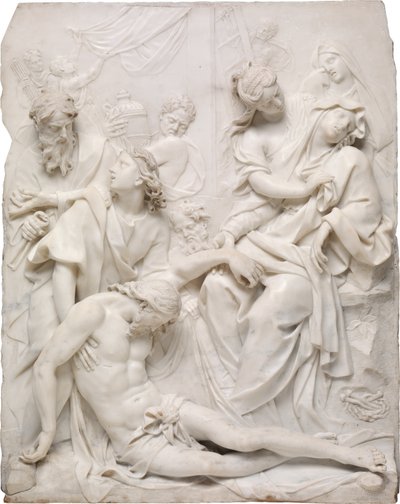 Szűz Mária elájul Krisztus holtteste fölött a kereszt lábánál, 1710. alkotó: Pierre Etienne Monnot