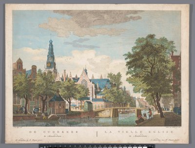 Kilátás az amszterdami régi templomra Az Oudekerk Amszterdamban (cím a tárgyon) alkotó: Pierre Fouquet