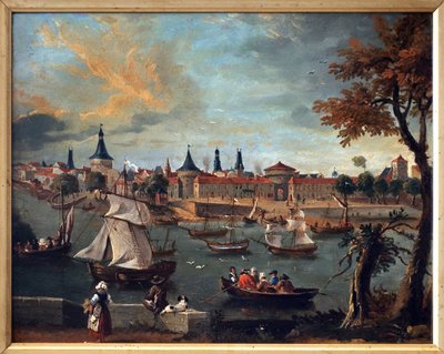 Libourne kikötője a XVIII. Pierre Fournier (1740-1793) alkotása, olaj, papír maroufle, karton alkotó: Pierre Fournier