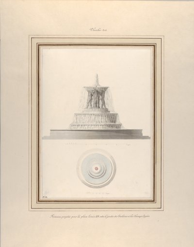 Szökőkút projekt a La Place XV. Lajos számára, kb. 1806. alkotó: Pierre Francois Leonard Fontaine
