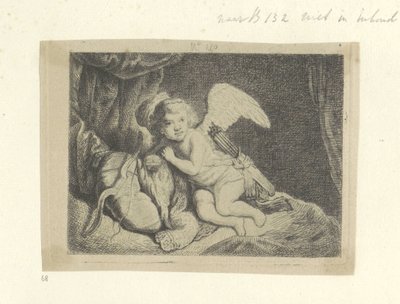 Rustende Amor Nyolcvanöt eredeti nyomat gyűjteménye (sorozat címe) alkotó: Pierre François Basan (workshop of)