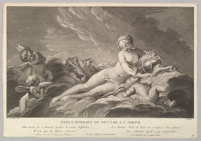 A Vénusz nektárt ad Ámornak, 18. század. alkotó: Pierre François Basan