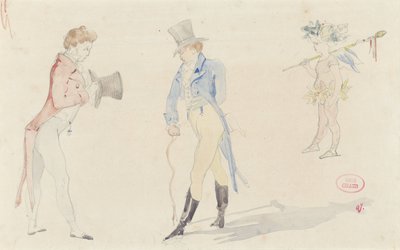 Könnyű vázlatlap két találkozó dandyval és egy balett amourral alkotó: Pierre François Eugène Giraud