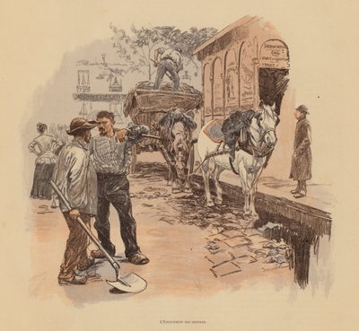 Párizsi utcaseprők (színes litográfia) alkotó: Pierre Georges Jeanniot