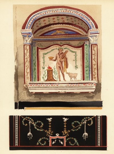 Herkulesnek szentelt lararium festmény egy mellékletben (Casa del Cenacolo, V alkotó: Pierre Gusman