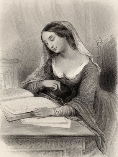 Heloise (1101-60) illusztrációja Mary Cowden Clarke „World Noted Women” című művéből, 1858 alkotó: Pierre Gustave Eugene Staal