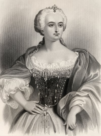 Mária Terézia (1717-80) Ausztria főhercegnője, Magyarország és Csehország királynője, illusztráció Mary Cowden Clarke „Világnevű nők” című művéből, 1858 alkotó: Pierre Gustave Eugene Staal