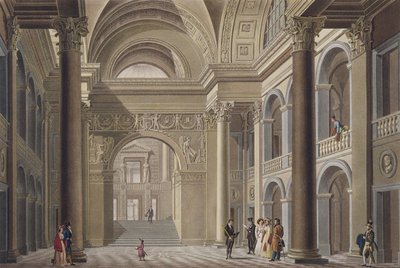 A genti Akadémiai Palota előszobája, Pierre Jacques Goetghebuer, a Holland Királyság legjelentősebb műemlékei, épületei és házai válogatásából, L. Roelandt metszet, megjelent alkotó: Pierre Jacques Goetghebuer