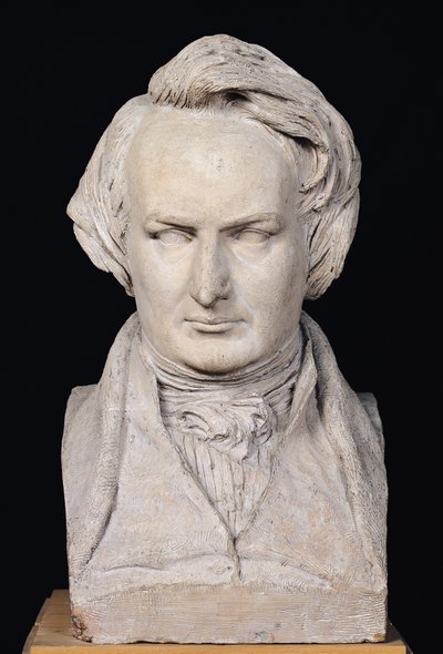 Victor Hugo (1802-85) 35 éves, 1837-es mellszobra (gipsz) alkotó: Pierre Jean David d