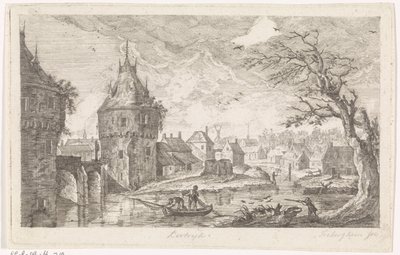 Kilátás a falura halászokkal alkotó: Pierre Joseph Jacques Tiberghien