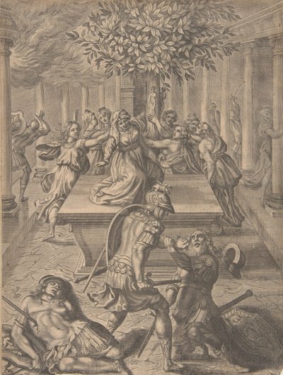 Trója-Pyrrhus zsákmánya, amely megölte Priamoszát, 1654 előtt. alkotó: Pierre Lombart