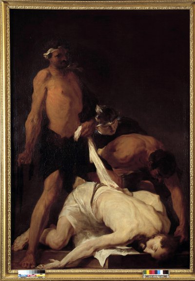 Krisztus elájult a korbácsolás után (olaj, vászon) alkotó: Pierre Louis Cretey or Cretet