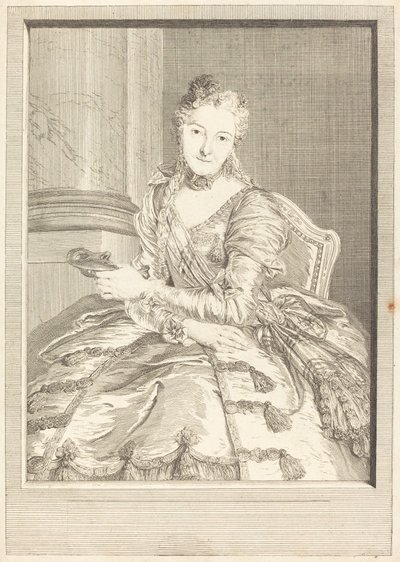Mrs. de M ... báli ruhában alkotó: Pierre Louis de Surugue after Charles Antoine Coypel