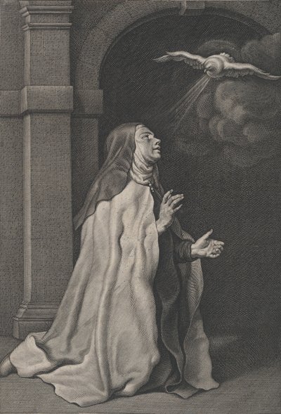 Avilai Szent Teréz galamb látomása, kb. 1650. alkotó: Pierre Louis van Schuppen