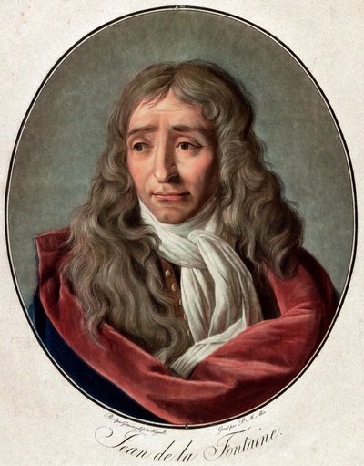 Jean de La Fontaine (Lafontaine) (1621-1695) portréja, Pierre Michel Alix (1762-1817) francia költő metszete, Ambroise Louis Garnerey (1783-1857) alkotó: Pierre Michel Alix