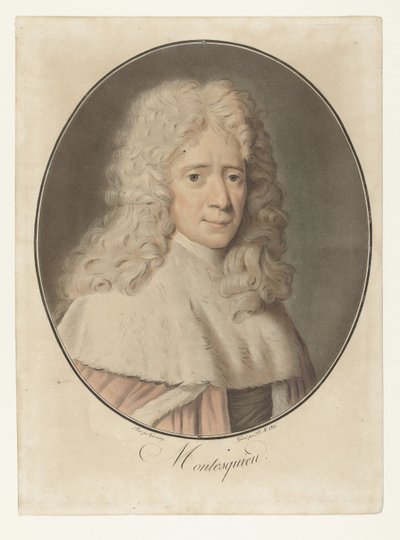 Charles de Montesquieu portréja Montesquieu (cím a tárgyon) Nagy férfiak gyűjteménye (sorozat címe) alkotó: Pierre Michel Alix