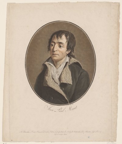 Jean Paul Marat portréja Jean Paul Marat (cím a tárgyon) Nagy férfiak gyűjteménye (sorozat címe) alkotó: Pierre Michel Alix