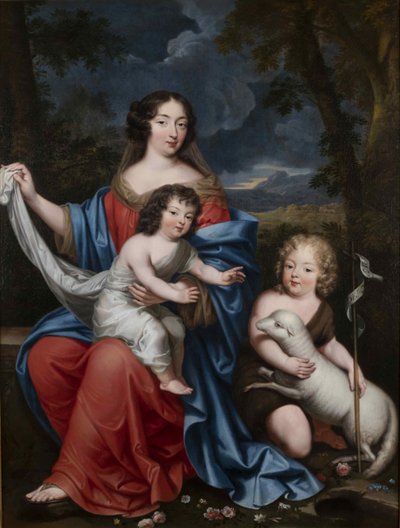 Madame de Maintenon portréja 1635-1719, XIV. Lajos természetes gyermekeivel, 17. század. alkotó: Pierre Mignard